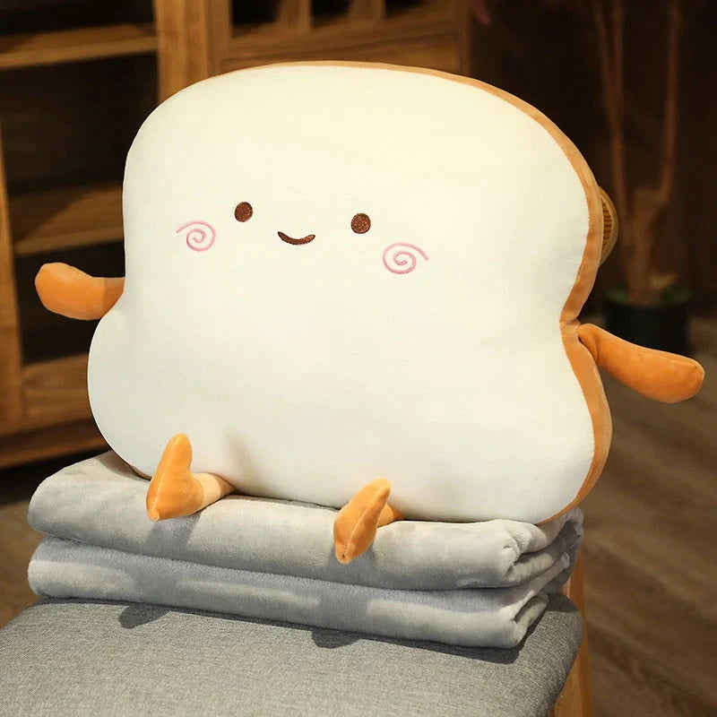 Coussin compact en forme de tranche de pain grillé, utilisé pour une sieste au bureau ou pour voyager, avec un look ludique en peluche - vivaessencepet