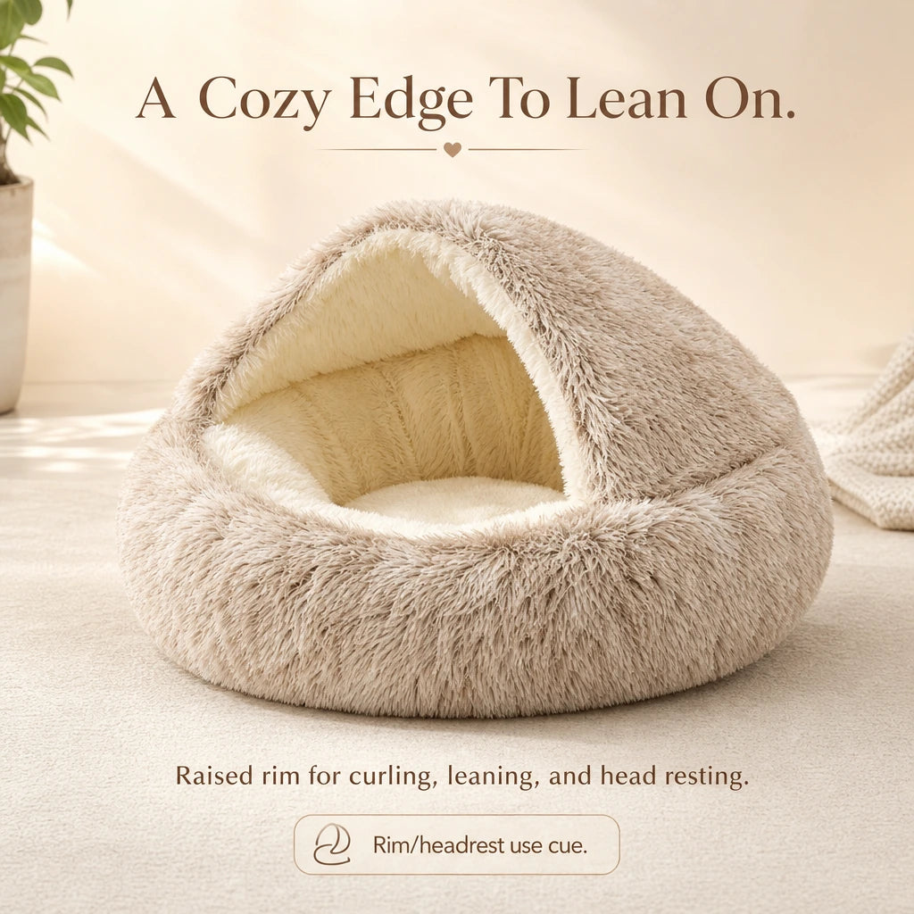 Cama Premium Para Mascotas Snuggle Haven, Un Borde Cómodo Donde Apoyarse