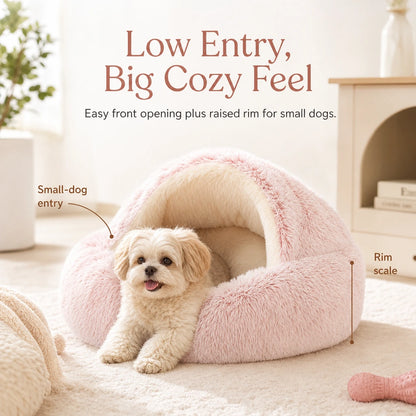Cama Premium Para Mascotas Snuggle Haven, Entrada Baja, Gran Sensación De Calidez