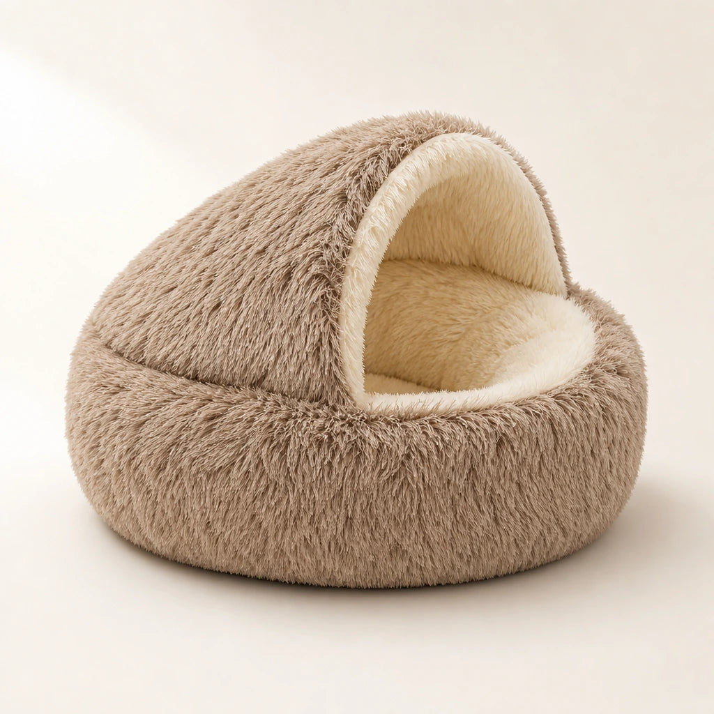 Cama Para Mascotas Snuggle Haven Deluxe, Marrón Café, Cama Tipo Cueva Acogedora Snuggle Haven