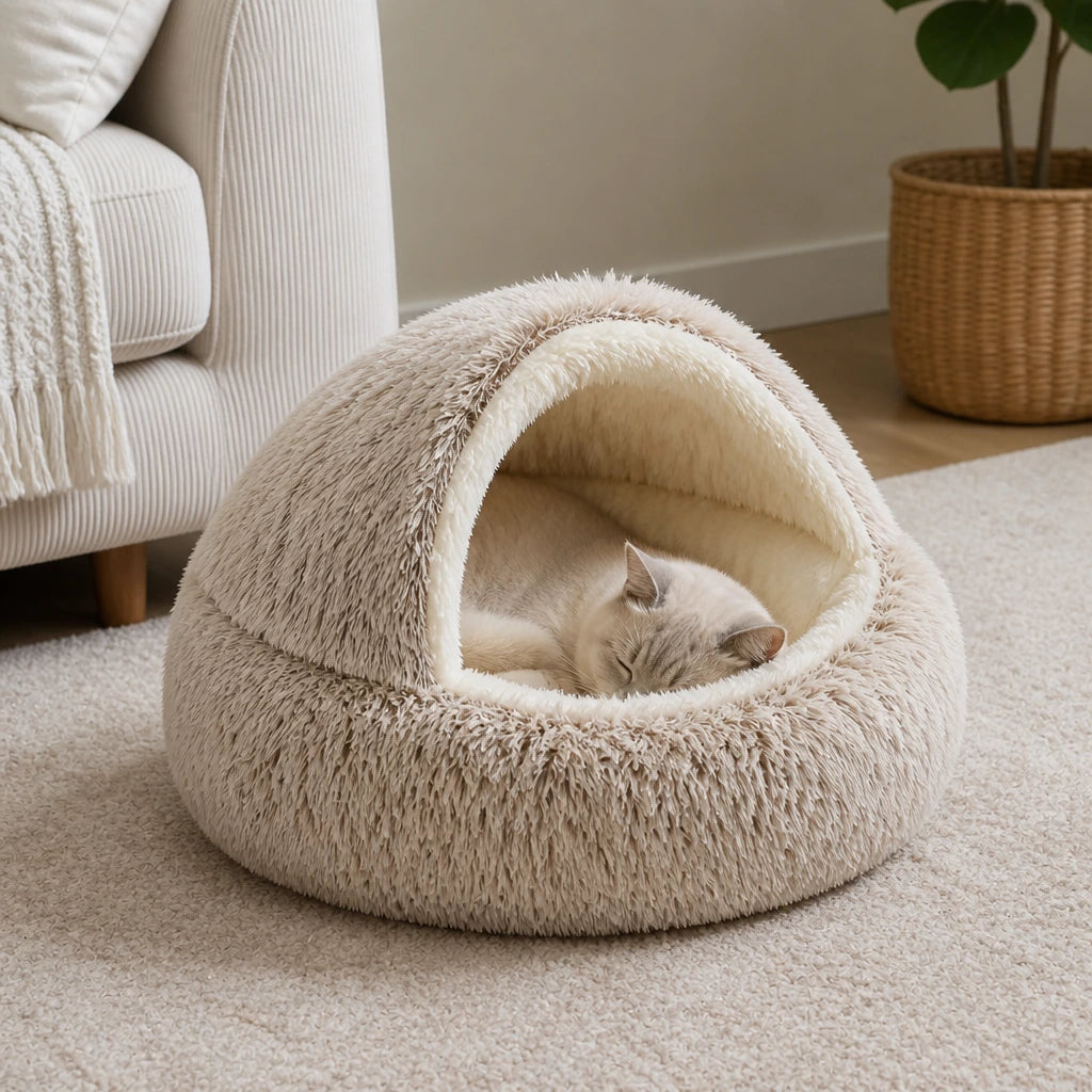 Cama Premium Para Mascotas Snuggle Haven, Cama Tipo Cueva Acogedora Snuggle Haven