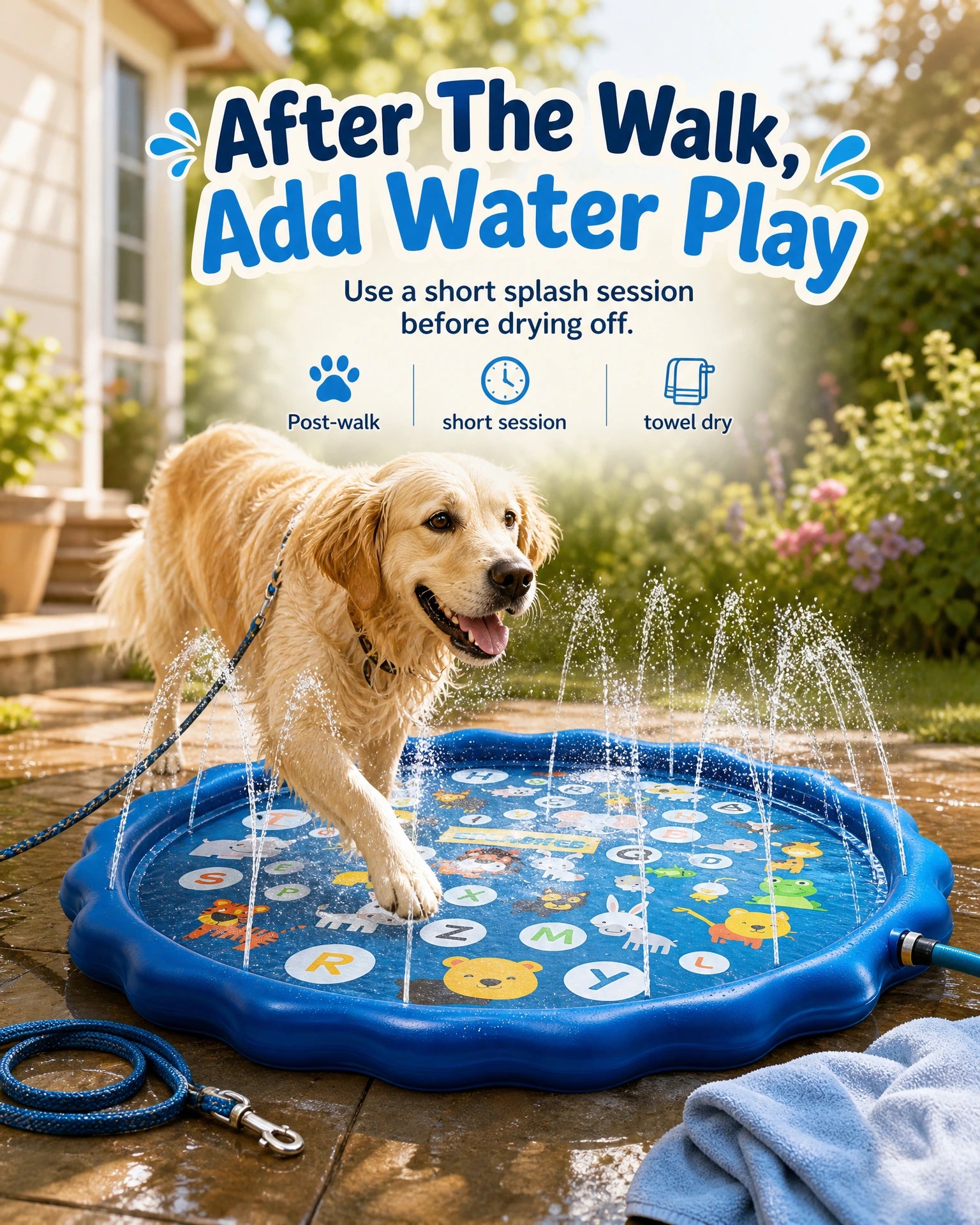 summer-pool-sprinkler-for-dogs Cartoon Blue Creative Custom Type