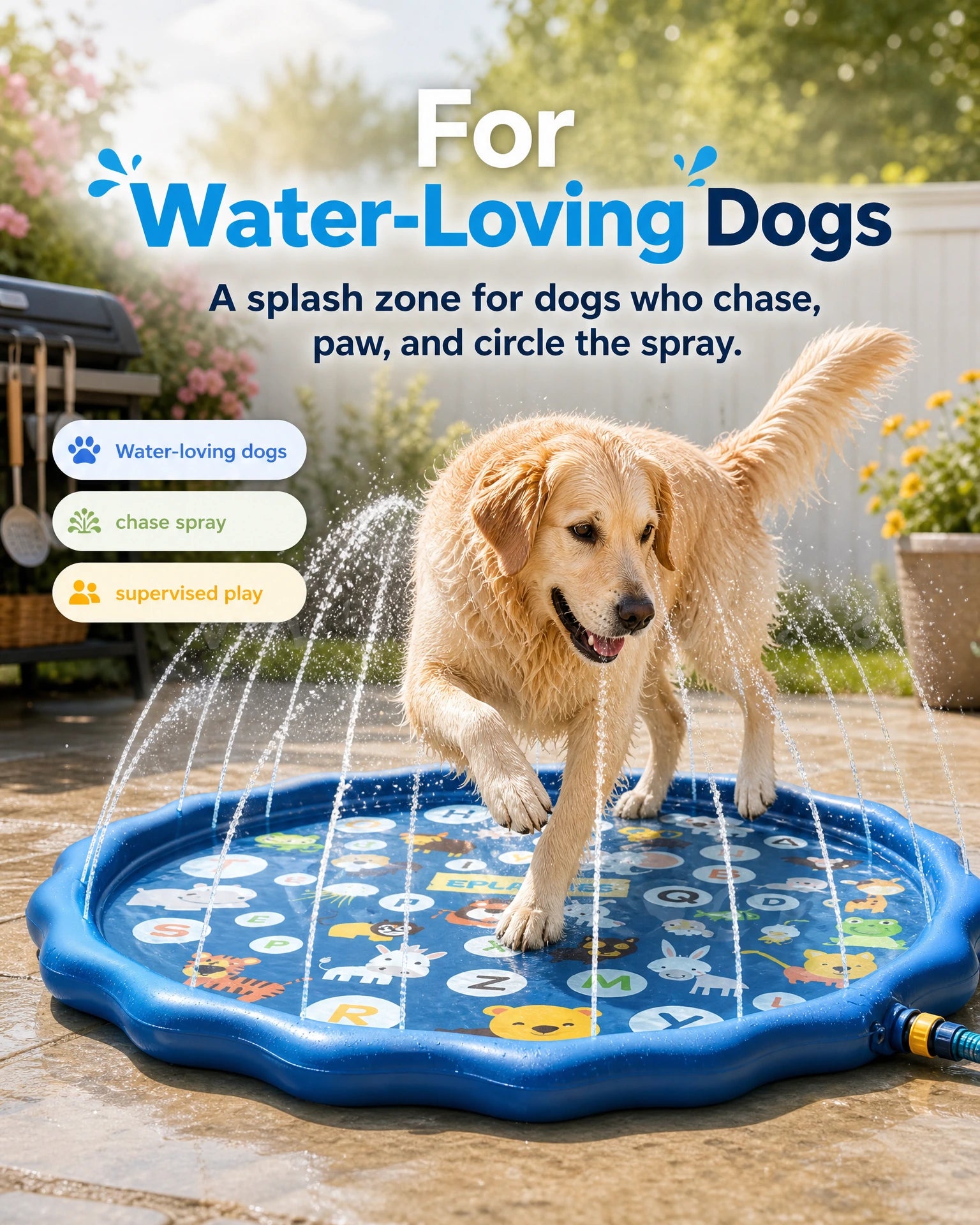 summer-pool-sprinkler-for-dogs Cartoon Blue Social Proof / Review Mining