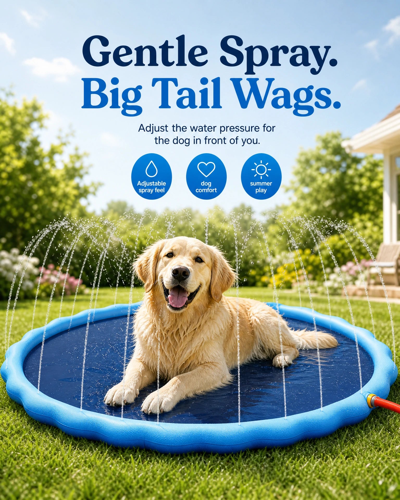 summer-pool-sprinkler-for-dogs Pure Blue Poster