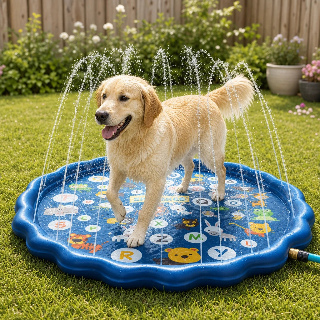 Arroseur De Piscine D'Été Pour Chiens, Scène De Preuve Pour Les Propriétaires Sans Texte