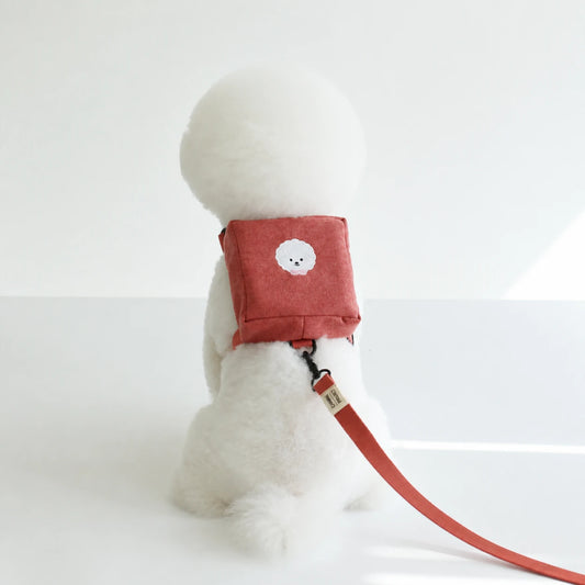 1. Urban Pet Harness Backpack securely worn by a small dog during a city walk with storage - vivaessencepet