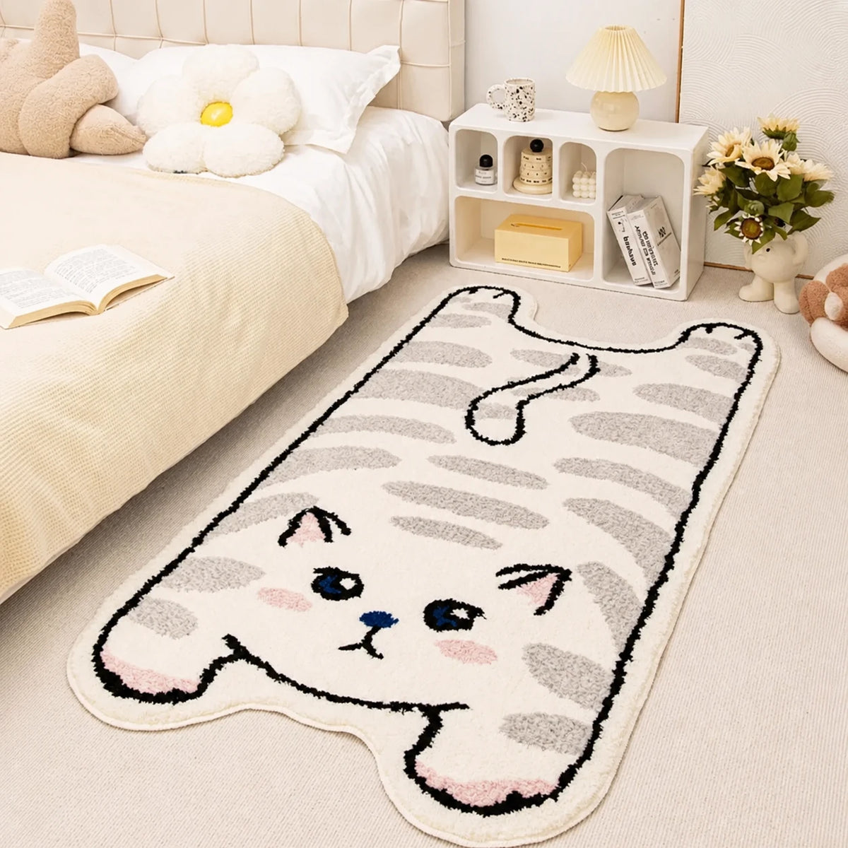 Close-up texture view of Whimsical Whiskers rug fabric finish - vivaessencepet
