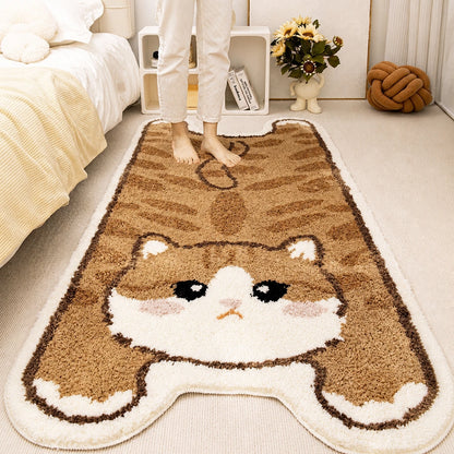 Cat-themed accent rug placed beside a reading chair for cozy room styling - vivaessencepet