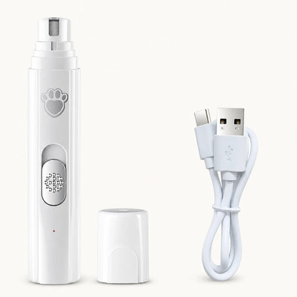 Quiet pet nail grinder used during a gentle at-home nail care session