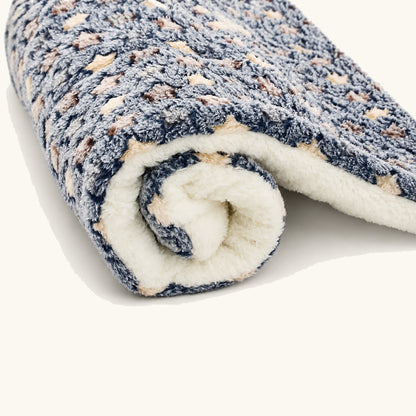 Dark blue rolled flannel pet sleeping pad