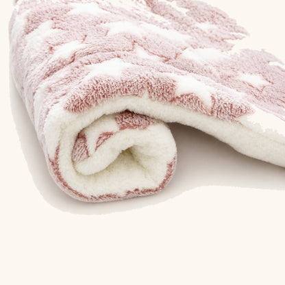 Red rolled flannel pet sleeping pad