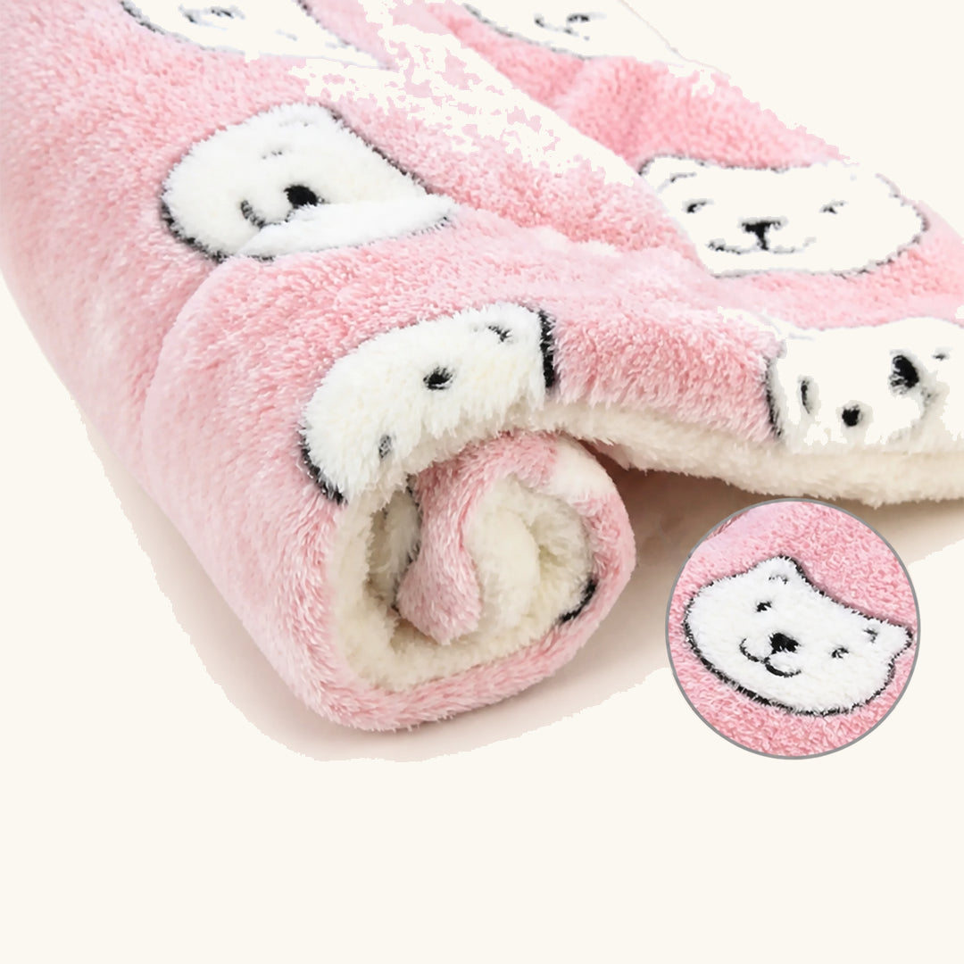 Pink rolled flannel pet sleeping pad