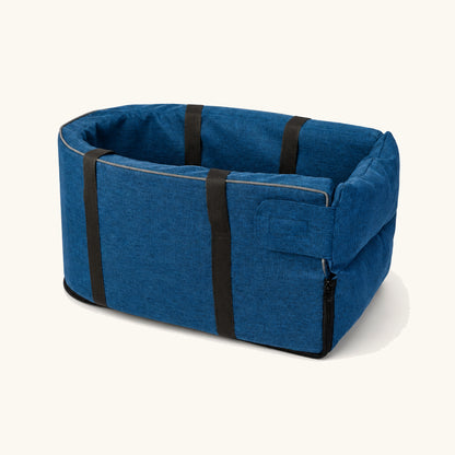 Asiento de coche y transportín de viaje Aura azul para mascotas con paredes acolchadas