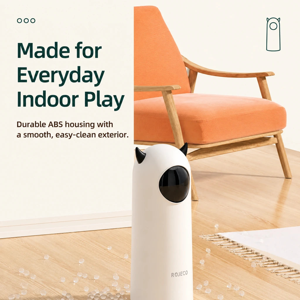 Automatic laser cat toy in an indoor scene with ABS housing