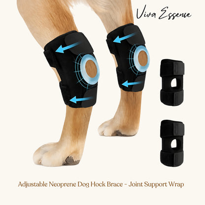 Vue rapprochée de la construction en néoprène et en sangle de l’attelle pour jarret canin ProCare - vivaessencepet