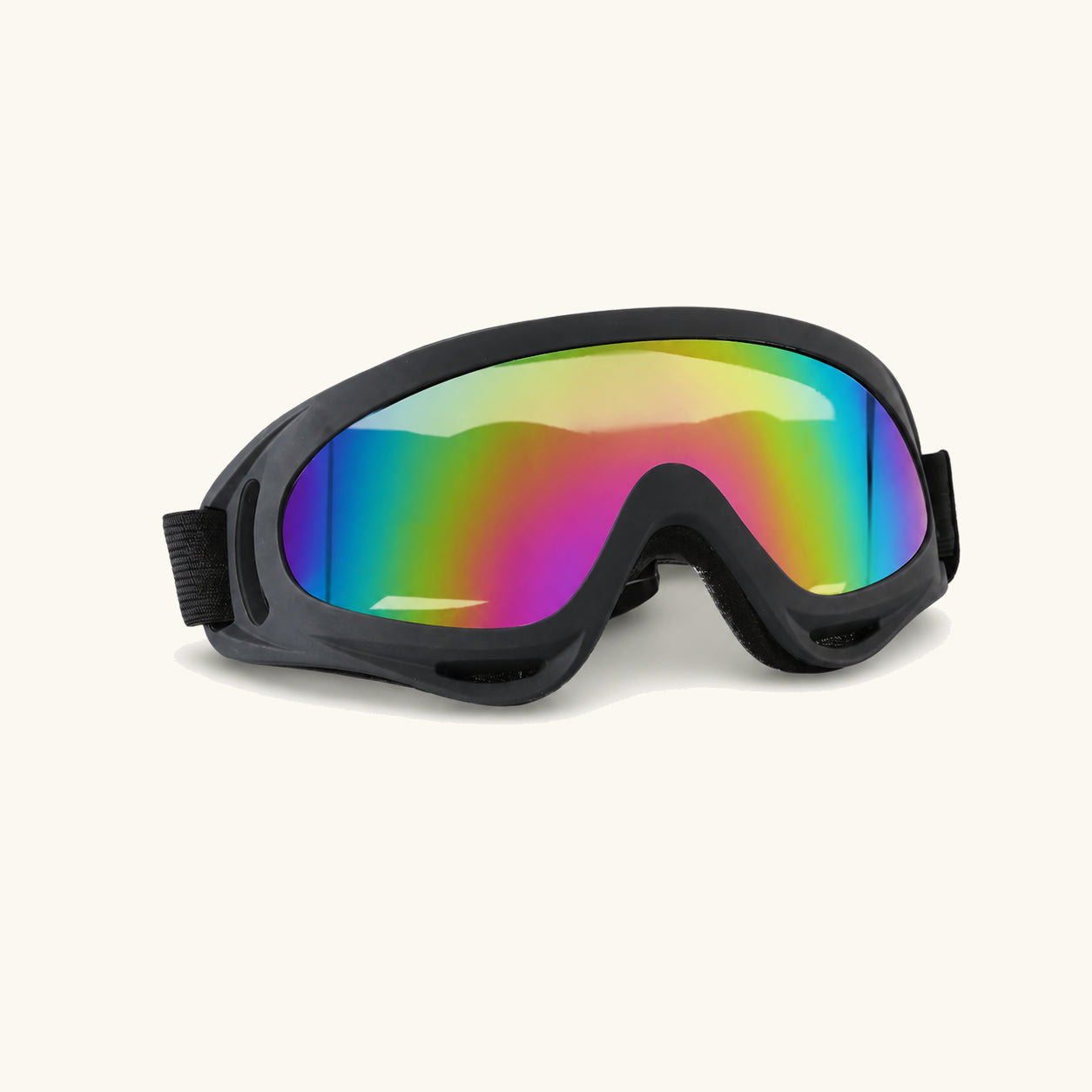 Robuste Hundebrille mit PC-Schutzscheibe gegen Steinschlag und achtsträngigem, elastischem Nylonband – vivaessencepet