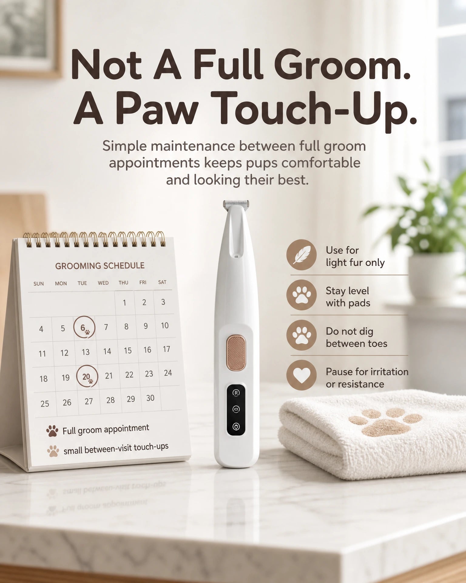 HydroGuard LED Waterproof Paw Groomer, Default white HydroGuard, Comparison